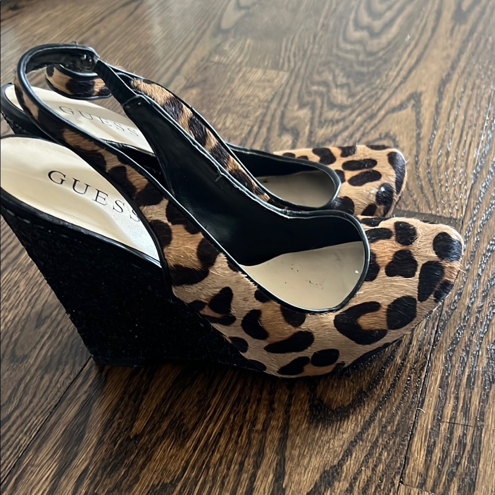 Guess Leopard Print Wedge Heels